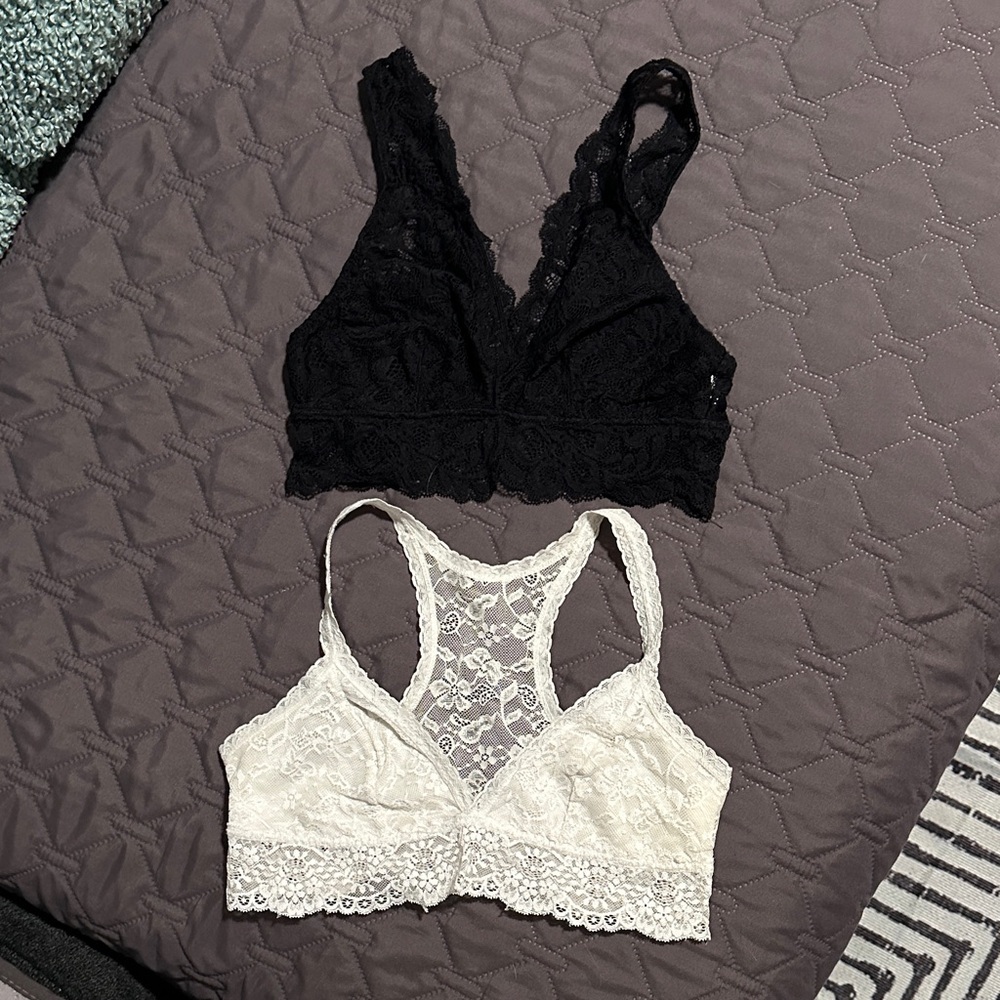 Elegant Lace Bralette Duo - Black and Cream